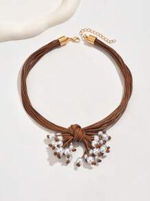 1 chiếc vòng cổ tua rua ngọc trai giả phong cách Bohemian mới về - Nhiều màu - Xem 2