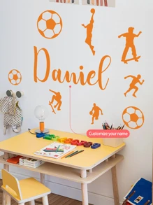 Personalized Name Wall Stickers – Gaming Zone, Soccer Sports, And Floral Girl Designs – Customizable Nursery, Kids' Room, And Playroom Decor - Multicolor - View 11