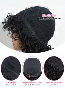 Human Hair Short Curly Wigs Wear And Go Deep Curl Wigs 150% Density Natural Black Color Glueless Non Lace Pixie Cut Loose Deep Wig For Women - Natural Black - View 7