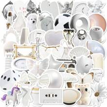 50pcs White Cream Cute Style Stickers, Elegant & Fresh, Suitable For Seal Sticker, DIY Scrapbooking, Gifts