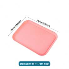 1 Pc Rectangular Tray, Small Size (6*9 Inches), Plastic Dining Plate, Kindergarten, Home Use Cup Saucer, Tea Tray, Catering, BBQ Plate, Kitchen Supplies - Pink - View 10