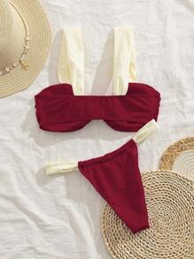 New Soft Padded Thick Strap Elegant Party Bikini Set, Women Summer Beach Fashion Swimwear
