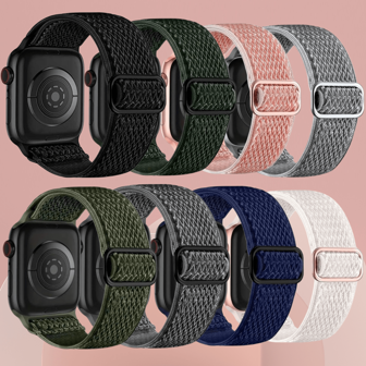 1 条，弹性波浪表带兼容 Apple Watch 表带 38mm/40mm/41mm/42mm/44mm/45mm/46mm/49mm，弹性单环软尼龙表带，带可更换表带，兼容 Apple Watch/Apple Watch Series Ultra/SE/10/9/8/7/5/4/3/2/1 男女款