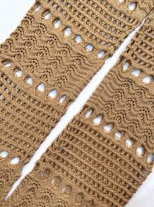 ChicMe 2 Pieces Halter Sleeveless Crop Top And Casual Hollow-Out Loose Fit Pants Set - Brown - View 6