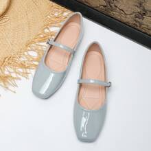Damen Mary Jane Ballerinas, neue koreanische Retro Märchenstil Schlupfschuhe mit niedriger für den Lässig-Look - Grau - Übersicht 3