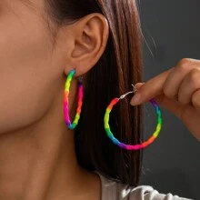 3 Cặp bông tai vòng tròn hình trái tim dệt Boho nhiều màu sắc dành cho nữ, thích hợp để đeo hàng ngày và làm quà tặng, bông tai độc đáo - Nhiều màu - Xem 7