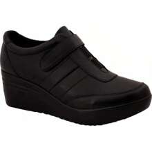 Zapato Tenis de Piel Negro con Plataforma y Horma Redonda - Negro - Ver 1
