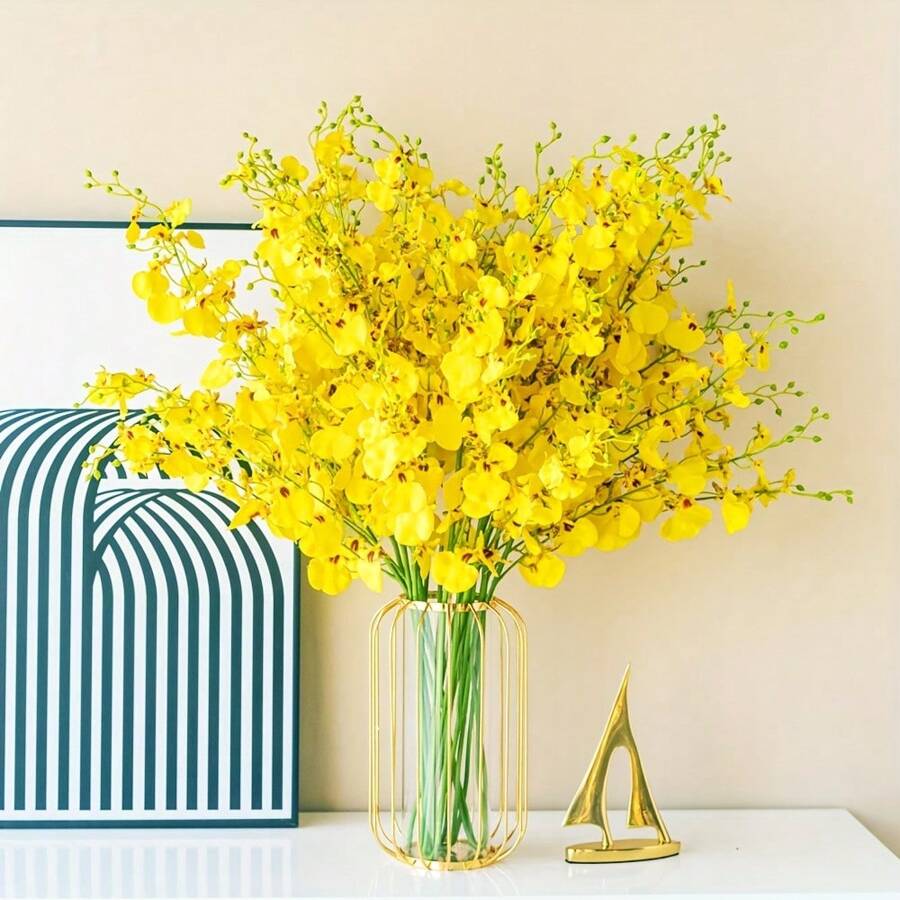 1pc Iron Flower Vase, Nordic Cylinder Shaped Vase For Flower,Home Decor,Flower Vase,Centerpiece,Table Decor Gifts Birthday Graduation Room Decor Glass Vase - Gold - View 1