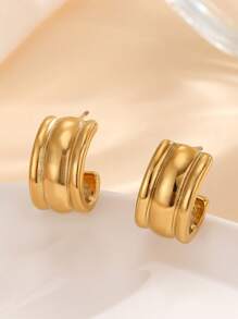 欧美ins金属线条C型耳环，小众酷炫风格个性百搭耳环，极简高端耳环，月亮造型，这款耳环采用不锈钢材质，一年四季佩戴不易褪色，可用于派对、聚会、各种节日