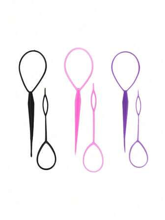 3-Pair ABS Plastic Hair Braid Accessories, Bun Maker Hair Tools, French Braiding Kit For Hairstyles