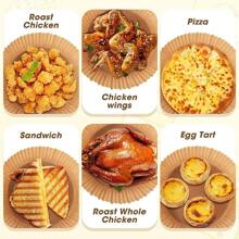 NetHong 100PCS Air Fryer Liners Disposable Paper Non Stick Parchment Rectangle Baking UK - Khaki - View 9