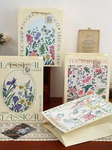 6件复古礼品手提袋母亲节情人节礼物包装袋复古轻奢白牛皮压花礼品袋生日礼物包装纸袋高颜值女神节手提袋 - 彩色 - 查看 2