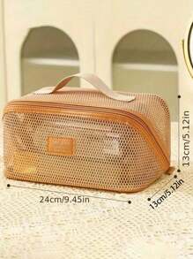 大容量尼龙网眼化妆包，透气多层化妆品收纳包，轻便洗漱包，时尚旅行洗漱包，带隔层，可收纳洗漱用品和化妆工具，简约拉链设计，顶部单手提手，镂空设计，化妆包，化妆袋，化妆包，化妆品收纳包，化妆品收纳包，旅行，化妆袋，包，梳妆台，化妆袋，旅行必备，化妆包，旅行必备，梳妆配件，小化妆包，化妆袋，化妆品收纳包，旅行必备，大容量，大号化妆包，圣诞礼物，收纳袋，旅行，女士旅行必备礼物，收纳袋，手拿包/小手提包，化妆品收纳包，化妆品整理包，收纳袋，刷子收纳袋，迷你收纳袋，大容量收纳袋，女士礼物，圣诞节礼物，送给女性的礼物创意