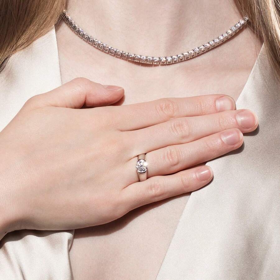 Anillo Solitario De Moissanita Para Mujer, Joyería Nupcial De Compromiso Y Boda