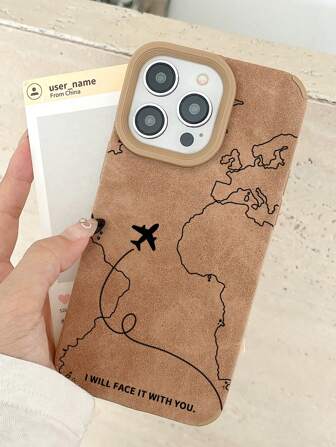 旅行防震手机壳适用于 iPhone 16PROMAX、11、12、13、14、11 Pro Max、12 Pro Max、13 Pro Max、14 Pro Max、XR、15、15 PRO、15 PRO MAX，棕色穿孔皮革纹理 - “我们一起面对”