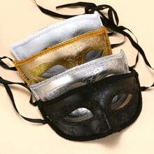 1pc Painted Floral Pattern Half Face Mask, Masquerade Ball Costume Decorative Mask Halloween - Multicolor - View 6