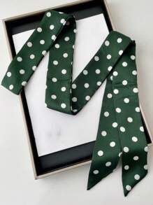 1pc Women Bandana Polka Dot Narrow Long Scarf, Pointed End, Versatile For Tying On Bags, Shirts, Fashion Scarves For Dress - Polka Dot Silk Scarf - View 17