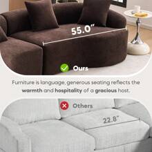 YOGLAD 110" Curve Modular Sofa Couch, Deep Seat Cloud Couch, Chenille Fabric 4-Seater Comfy Cloud Couches For Living Room Apartment Office, No Assembly Required Sofa Set - Antique Brown - 查看 4