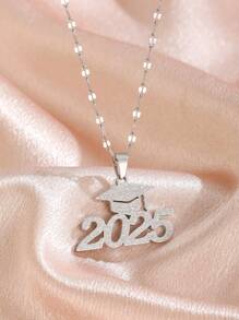 2025 Graduation Cap Necklace, Stainless Steel Material, Gold Sandblasted Finish, Suitable For Male And Female Graduates, Friends, Graduation Gift, Back To School Accessory - Multicolor - View 6