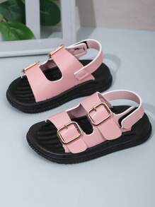 1 Pair Pink Infant Sandals, Comfortable Hook-And-Loop Fashion Baby Sandals - Pink - View 2