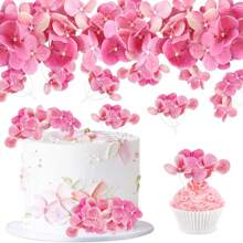 10 piezas de decoraciones para pasteles con flores artificiales - Tóper para pastel de cumpleaños feliz, decoraciones para pasteles de boda, compromiso, baby shower, cumpleaños, cupcakes, aniversario y fiestas
