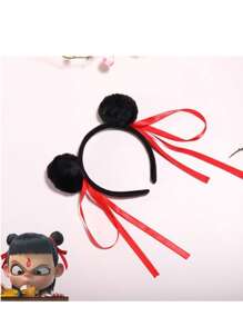 Băng đô Nezha, cùng phong cách với bộ phim The Monkey King, ruy băng đỏ và quả bóng lông, vòng tóc hoạt hình đáng yêu - Nhiều màu - Xem 10