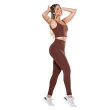 Women's Zero Transparency Set Top + Leggings Polyamide Cold Touch High Compression UV50+ - 鏽棕色 - 查看 11