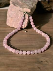 Collar gargantilla con cuentas hecho a mano con amuleto natural de 12 mm, adecuado para uso diario, regalo del Día de la Madre, gargota con 6 mm/8 mm/10 mm/12 mm (color de piedra natural aleatorio)