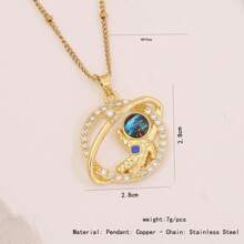 1 件星空、心形和蝴蝶设计吊坠项链，适合女性日常佩戴 - 金色 - 查看 8