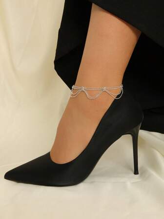 1 件时尚派对和度假风格爪链锆石闪亮脚链，适合女性日常佩戴、度假、宴会、工作