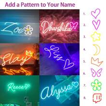 定制霓虹灯标志房间装饰个性化 LED 霓虹灯标志婚礼霓虹灯标志情人节霓虹灯礼物生日派对特殊节日礼物，婚礼背景卧室装饰可调光霓虹灯标志。 - 45cm/18in-7/8letters - 查看 6