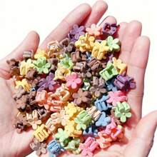 50 piezas/100 piezas Set de mini pinzas para el cabello - Accesorios para el cabello mini con diseño de flores de plástico lindas, decoración para el cabello dulce y duradera, fácil de usar, cómodo de llevar, adecuado para varias ocasiones