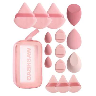 Juego de 16 piezas de esponjas de maquillaje con bolsa de maquillaje, que incluye 3 esponjas de maquillaje, 3 esponjas de maquillaje mini, 3 borlas de polvo, 3 borlas de polvo mini, 3 borlas de polvo de cojín de dedo mini y 1 bolsa de maquillaje. Maquillaje, barato, decoración de habitación, tocador, viaje, dormitorio, accesorios de maquillaje, borla, difuminador de maquillaje, borla de polvo, esponja de maquillaje, barato, rellenos de calcetines, maquillaje, herramientas de maquillaje, cosas baratas, regalos, regalos para mujeres, regalos de Navidad, sorteos, viaje, cosas baratas, artículos esenciales de viaje