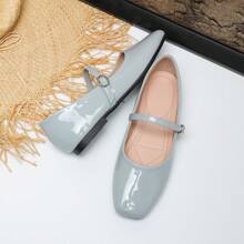 Damen Mary Jane Ballerinas, neue koreanische Retro Märchenstil Schlupfschuhe mit niedriger für den Lässig-Look - Grau - Übersicht 4