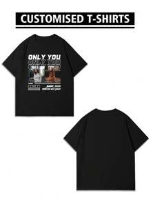 Custom Men's Fashionable Short Sleeve T-Shirt, Customized Text And Photo, Gift For Boyfriend Ornamental,Dawg Stylish,Fashion,Hipster,Contracted,Easy Costume,Modest Fashion,Minimal Chic,Casual Custom,Unique,Personalized Ideal Gifts For Him Family,Boyfriend,Friends,Children - Black - View 4