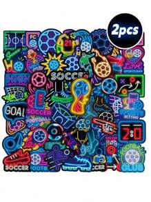 Finego 50pcs Neon Soccer Stickers For Teens Kids, Waterproof Vinyl Soccer Stickers & Decals For Motorcycles, Skateboards, Helmet, Luggage Cases, Laptops, Water Bottles, Christmas Decoration Back To School School Supplies - Multicolor - View 14