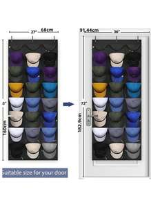 Organizador de gorras con 24 bolsillos y 3 ganchos para colgar sobre la puerta - Organizador de gorras de tela negra para almacenamiento y exhibición en el armario, protege y muestra gorras de múltiples colores. Ideal para fiestas de revelación de género, cumpleaños, bodas, fiestas. El regalo perfecto para colegas, amigos y familia, vuelta al colegio. - Multicolor - Ver 6