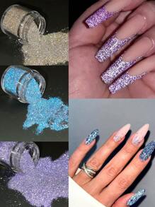 10g Shiny Reflective Diamond Nail Glitter Powder Silver Holographic Micro Drill Dazzling Crystal Gel Polish Manicure Pigment ,Reflective Silver Nail Powder Flash Disco Diamond Chrome Pigment Dipping Powder Nail Glitter Rhinestone Sequins - Multicolor - View 6