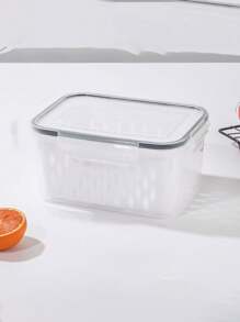 1pc/3pcs Plastic Food Storage Containers Set With Draining Basket And Lid - Leak-Proof, Fridge Safe, Reusable Multi-Functional Kitchen Organizer For Fruits, Vegetables And Food