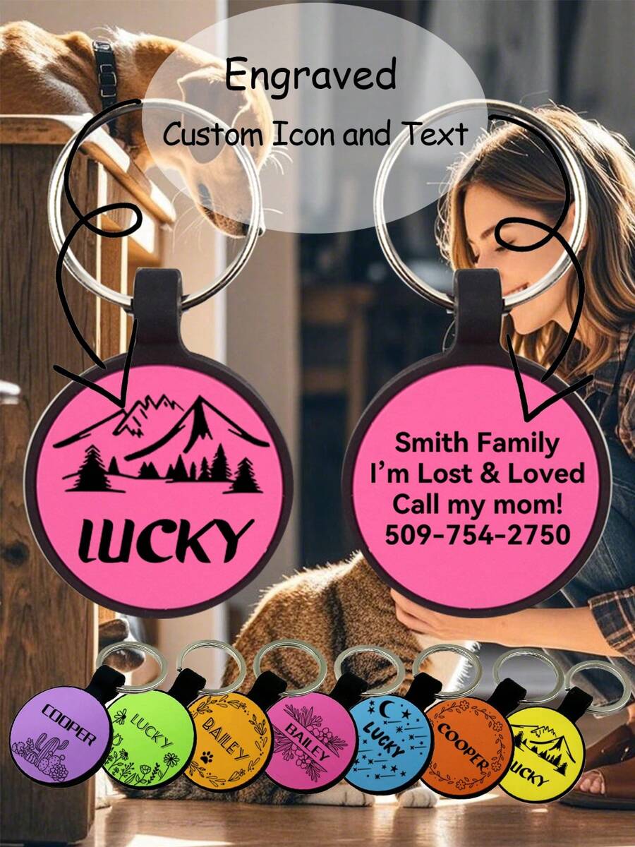 Custom Silicone Dog Tags, Silent Dog Tags Personalized Engraved For Pets, Dogs And Cats Name Pet ID Tags With Cute Designs - Multicolor - View 1