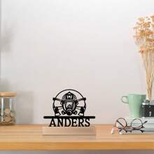 1 szt. personalizowana, fajna metalowa ozdoba strażaka z drewnianą podstawą do dekoracji stołu, modna ozdoba strażaka, prezent dla strażaka, dekoracja domu, dekoracja biura, dekoracja pokoju, dekoracja sypialni