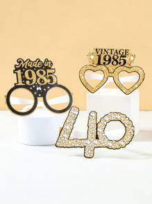 6 件黑金色生日纸质眼镜、2025 限量版、生日元素设计眼镜、生日快乐纸质眼镜、40 岁生日派对装饰、生日派对用品、拍照道具、生日派对礼品、生日礼物、生日装饰 - 黑金40歲 - 查看 5