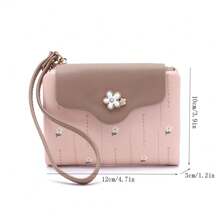 Women Fresh Printed Letter Design Wallet Floral Metal Decor Simple Zipper Closure Multi-Functional Card Slots For Students Back To School Daily Use Gift Wristlet For WomenWallet Mini Wallet Purse Wallet Small Wallet