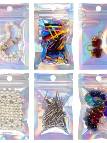 30 个/50 个/100 个可重新密封的防臭袋 7*10 厘米铝箔袋，扁平透明密封食品储存袋塑料包装铝箔聚酯薄膜袋适用于派对礼品食品储存 - 彩色 - 查看 7