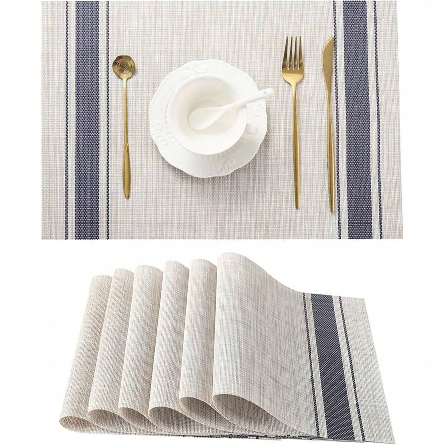 Rectangular Placemat Kit For Table Setting Placemat Dinner Sousplast 30x45cm - Navy Blue - View 1