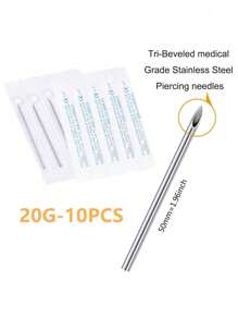 2/5/10PCS 14G Piercing Needles, Hollow Needles Stainless Steel Disposable Sterile Piercing Needles For Belly Navel Ear Cartilage Nose Lip Tongue Nipple Piercing