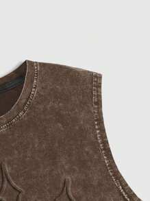 Lonblece Men's Vintage Washed Distressed Sleeveless Tank Top, Suitable For Spring/Summer Daily Wear, Emo - Coffee Brown - View 4