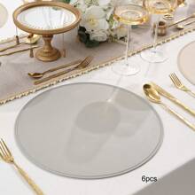 4pcs/6pcs Solid Color Round Thick Leather Heat-Resistant Coasters, Hotel & Restaurant Decorative Items, Suitable For All Seasons, Party, Festival & Gathering Insulation Pads, Placemats - Round Leather - View 18