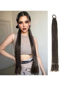 Colored Braids Hair Extensions With Rubber Bands Rainbow Braided Synthetic Hairpieces Ponytail Hair Accessories For Women Girls Daily Party Highlights Cosplay Dress Up Music Festival Use(24Inch)