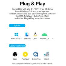 VENTION HDMI 适配器二合一 HDMI 视频采集卡 Type-C/USB-A 转 HDMI-A 高清转换器 OTG 电缆适配器游戏直播录制设备视频收集器兼容相机、Switch、PS4/5、电脑 HDMI 转 Type-C 直播游戏相机 - 灰色 - 查看 10